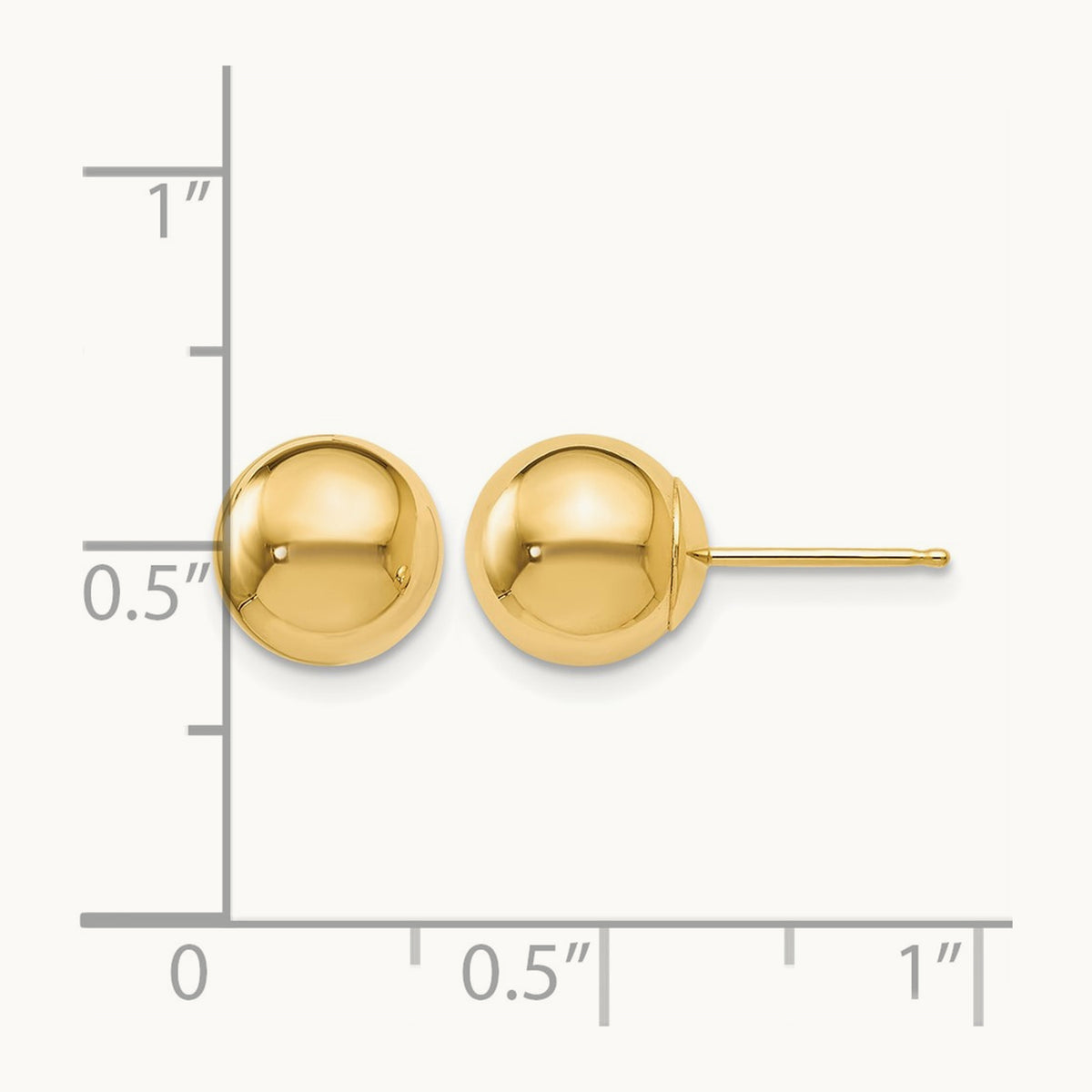 Polished Ball Post Earrings — 10K Yellow Gold, 8mm