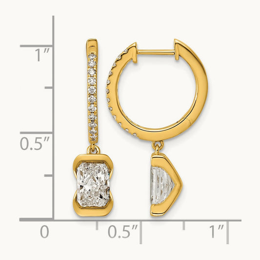 Radiant Hoop Dangle Earrings, 2.25 ct tw Lab-Grown Diamond