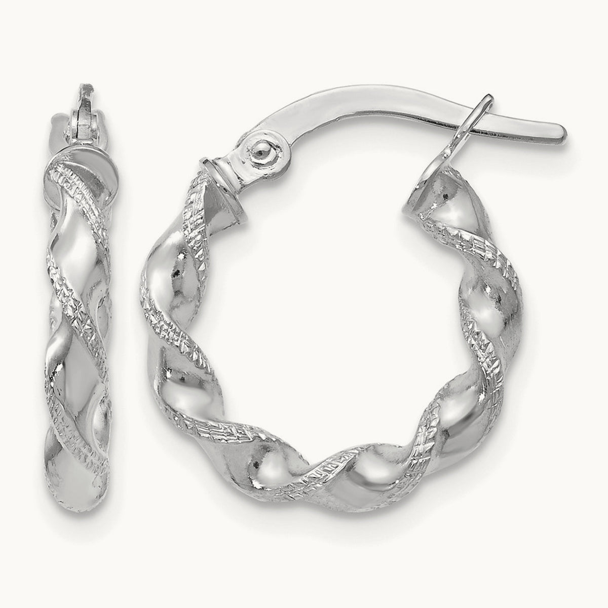 Twisted Hoop Earrings — Leslie's — 14K White Gold