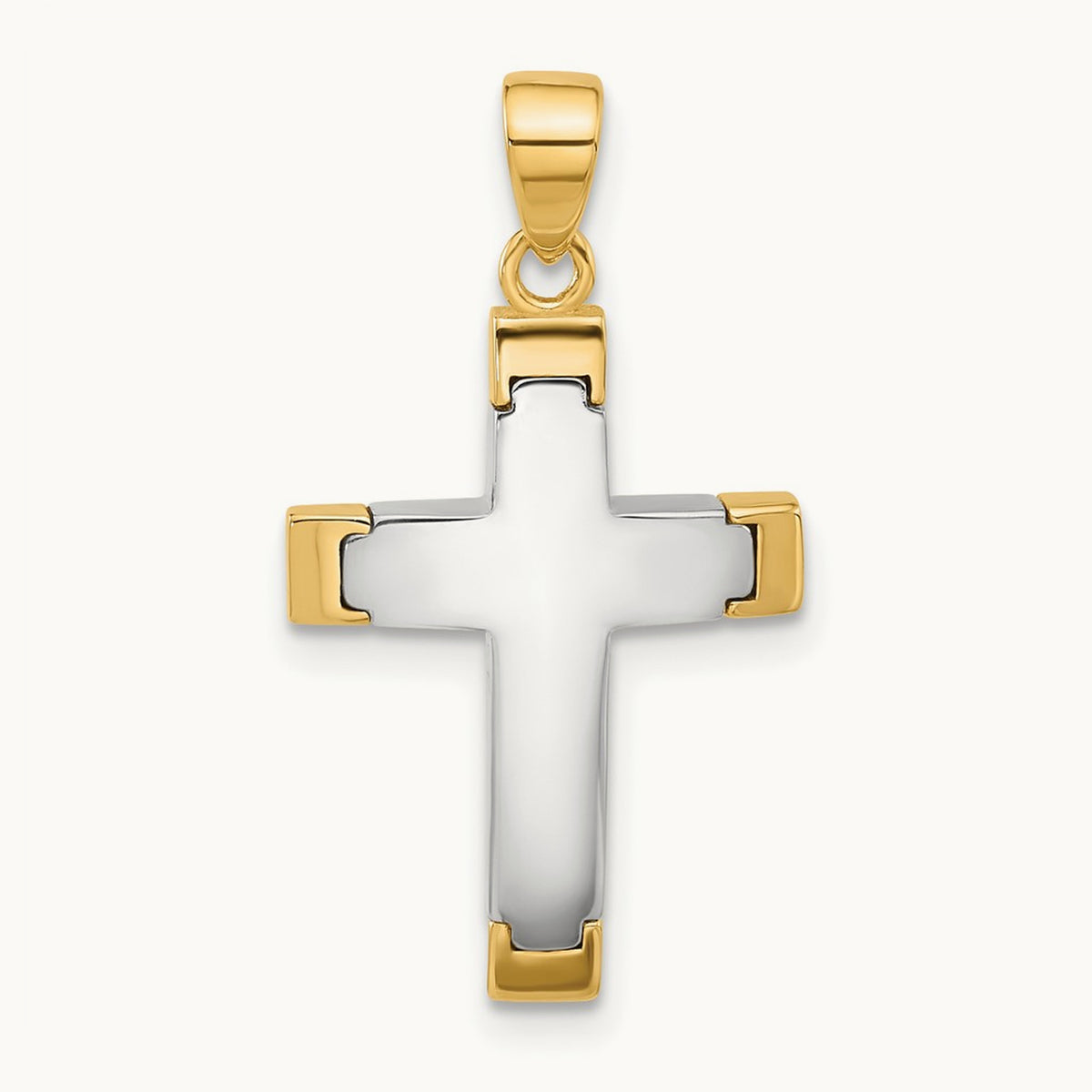 Polished Cross Pendant, 14K Two-tone