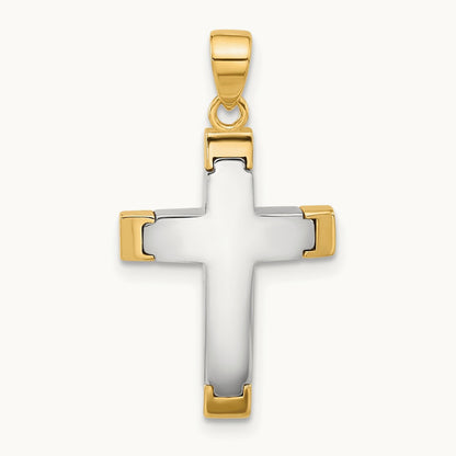 Polished Cross Pendant, 14K Two-tone