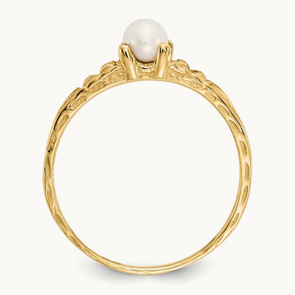 Madi K FW Cultured Pearl Birthstone Baby Ring, 3mm, 14K