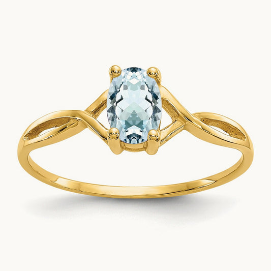 Aquamarine Birthstone Ring, 14K