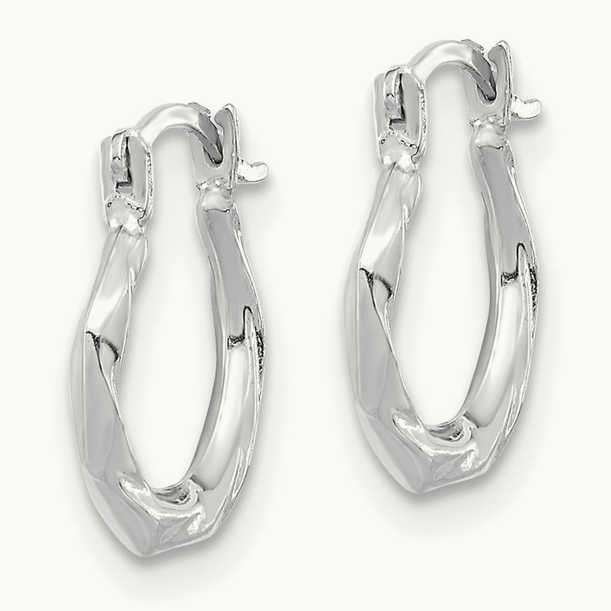 Polished Twist Hoop Earrings — 14K White Gold