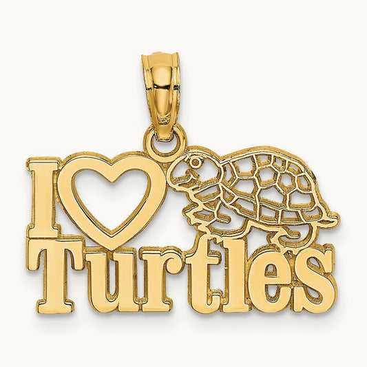I HEART TURTLES Charm, 14K