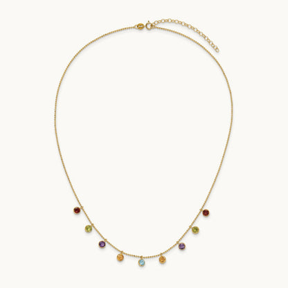 Multi-color Gemstone Necklace 16\ w/ 2in ext.", 14K