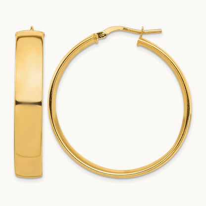 High Polished Hoop Earrings — 14K Yellow Gold