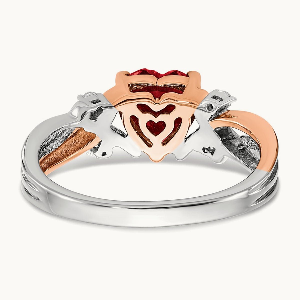 Heart Created Ruby and Diamond Ring, 14K Two-tone