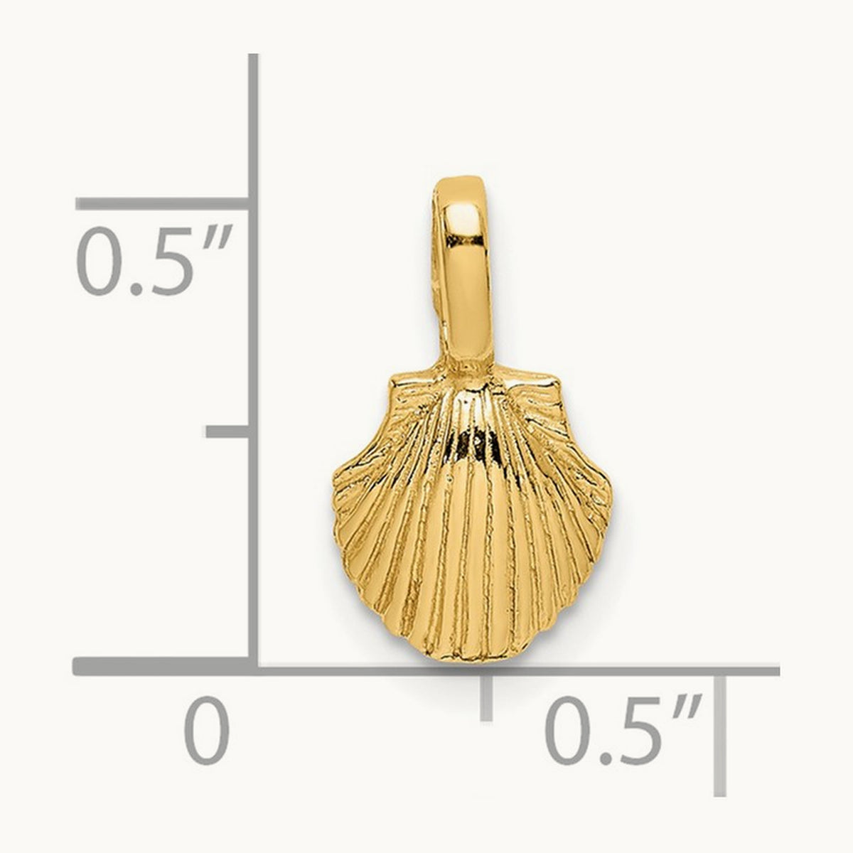 Mini Scallop Shell Charm, 14K