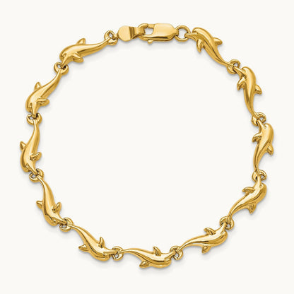 Dolphin Bracelet, 14K