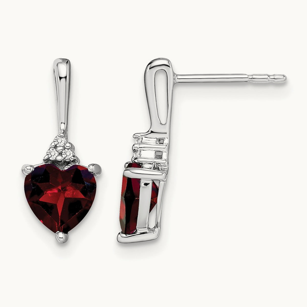 Garnet and Diamond Heart Earrings — photo set