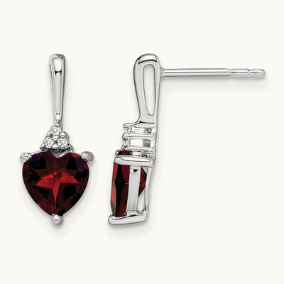Garnet and Diamond Heart Earrings — photo set