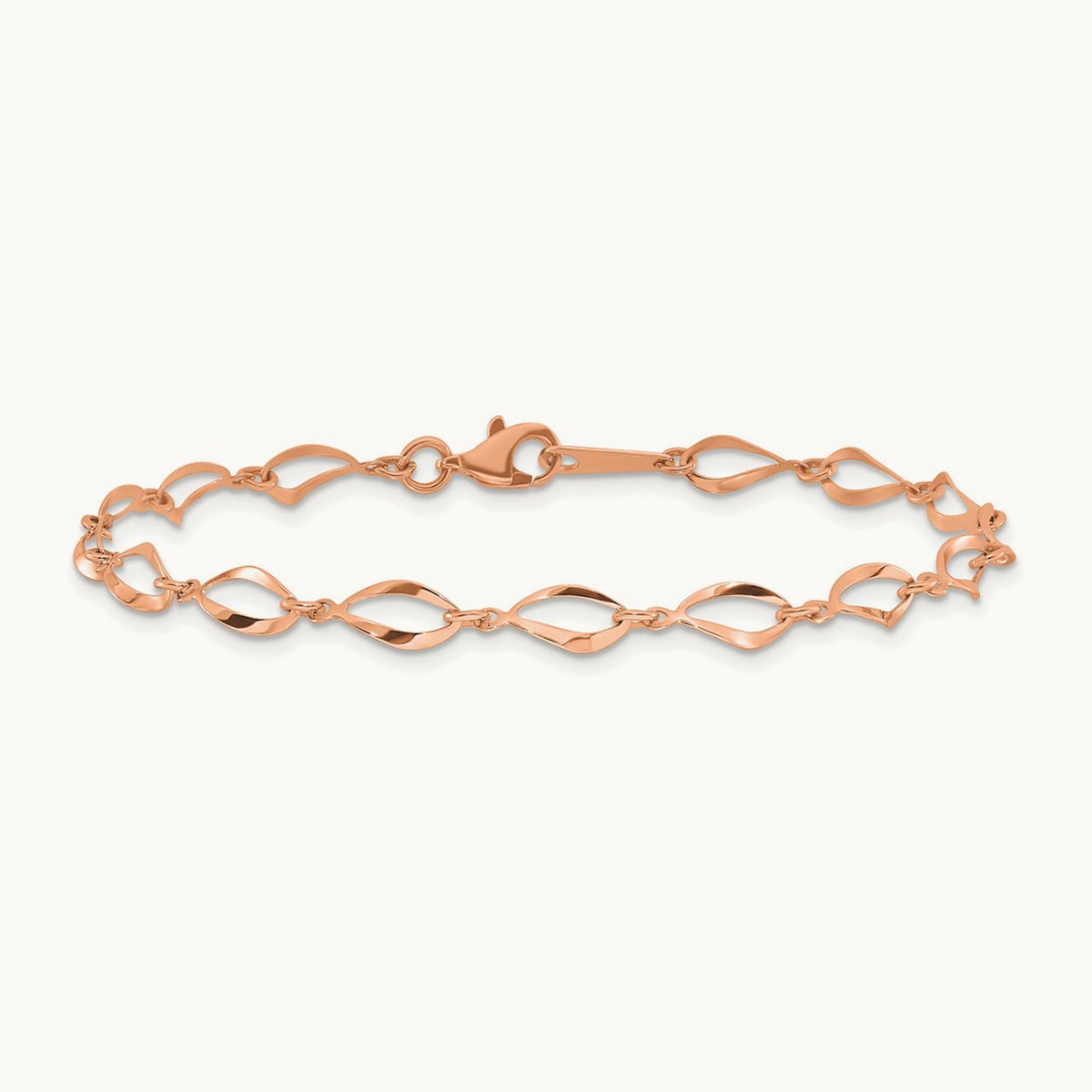 Polished Fancy Link Bracelet — 14K Rose Gold