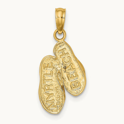 3D MYRTLE BEACH Flip-Flops Charm, 14K