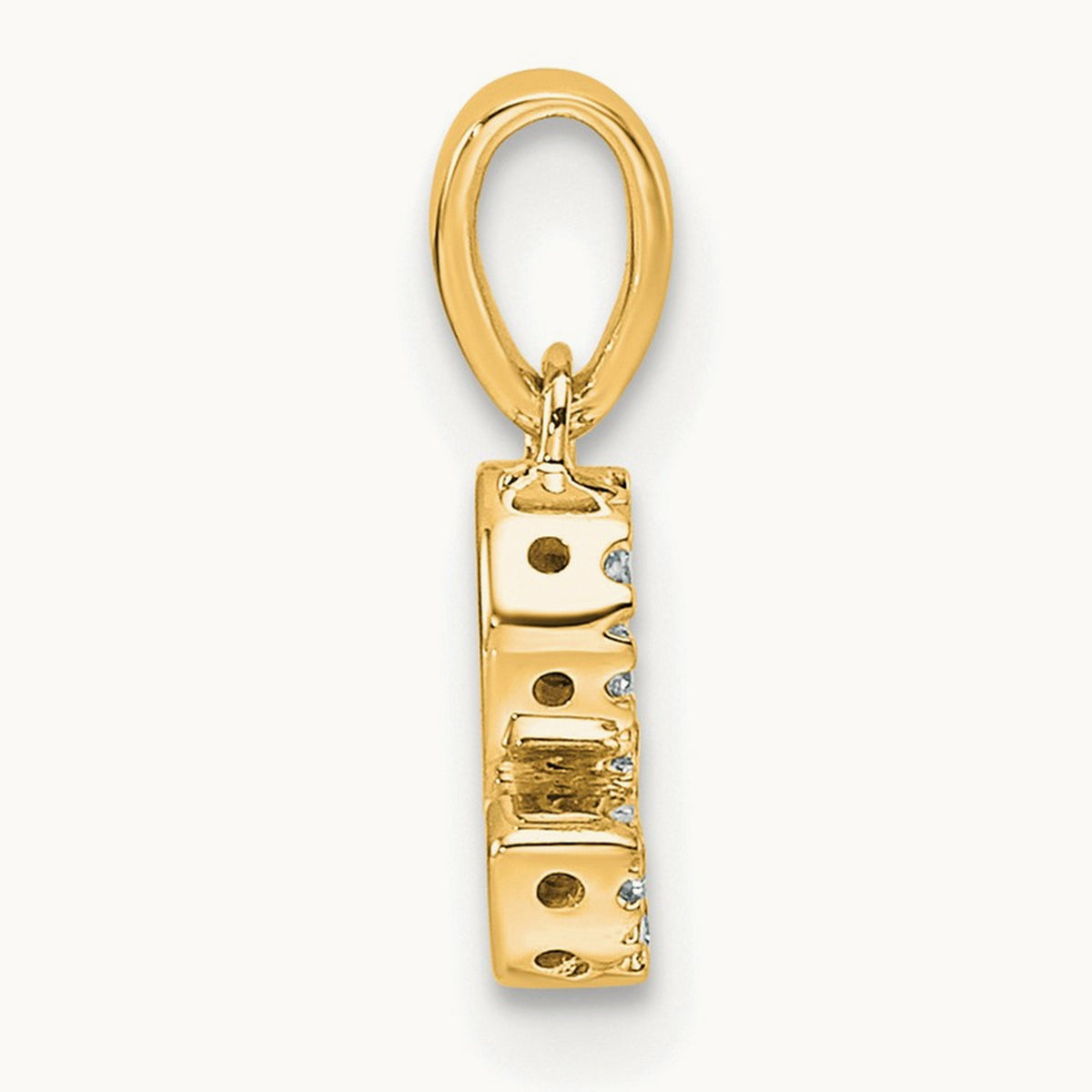 Diamond Initial with Bail Pendant — 14K Yellow Gold, S