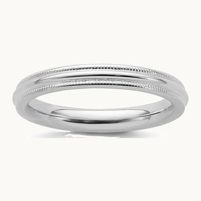Rhodium-plated Comfort Fit Milgrain Band — photo set