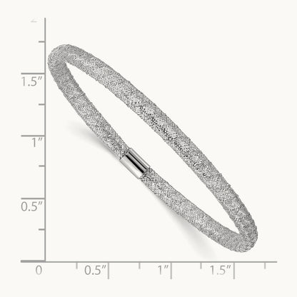 Plating Stretch Mesh Bracelet, 14K with White Rhodium