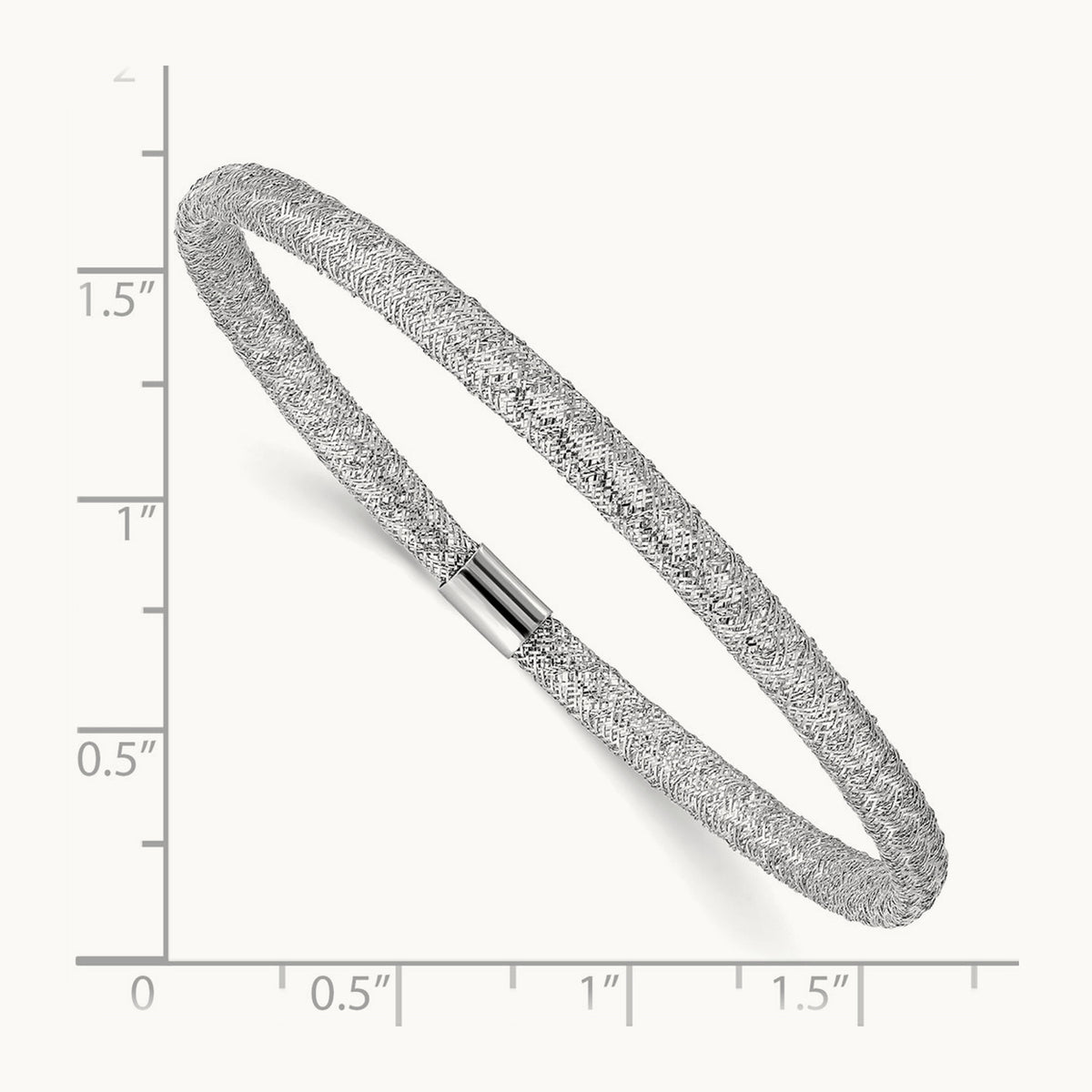 Plating Stretch Mesh Bracelet, 14K with White Rhodium