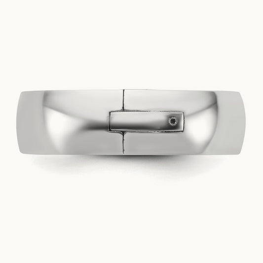 CLIQ Hinged Half Round Wedding Band, 6mm, 14K White Gold