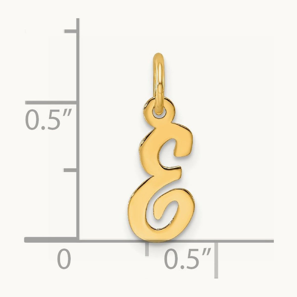 Small Script Letter E Initial Charm, 14K