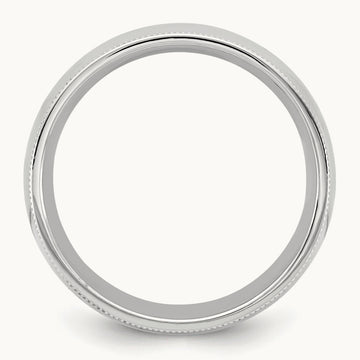 Milgrain Comfort Fit Band, 6.5mm, 10K White Gold