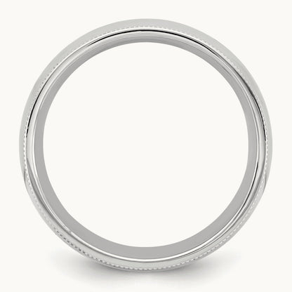 Milgrain Comfort Fit Band, 6.5mm, 10K White Gold