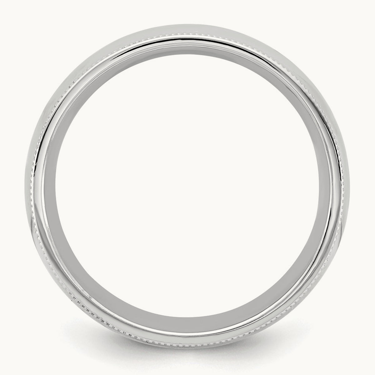 Milgrain Comfort Fit Band, 6.5mm, 10K White Gold