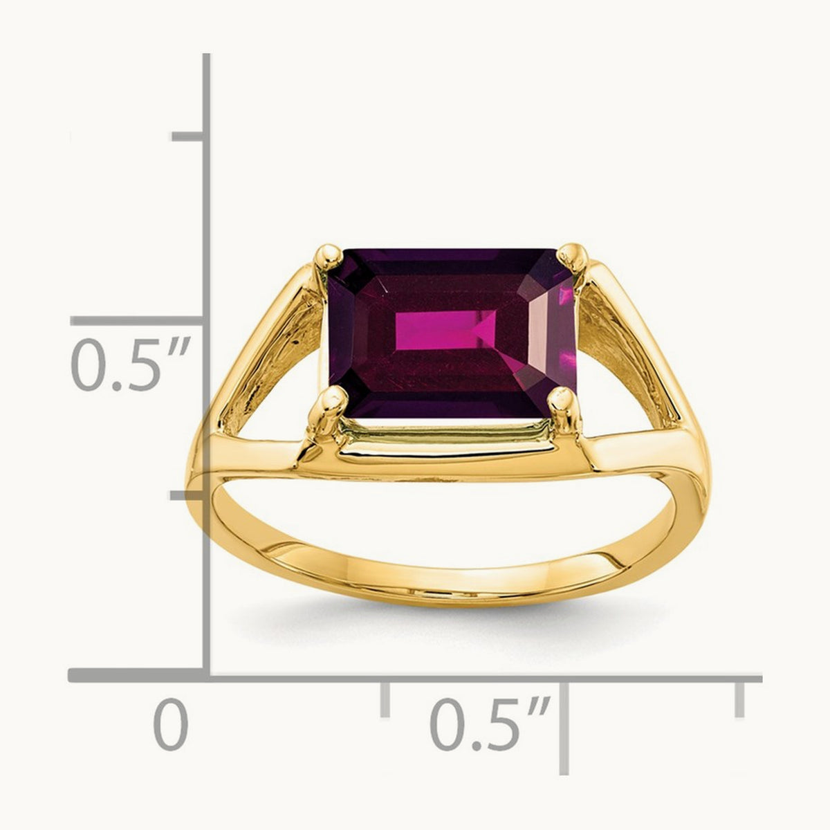 Emerald Cut Rhodolite Garnet ring — photo set