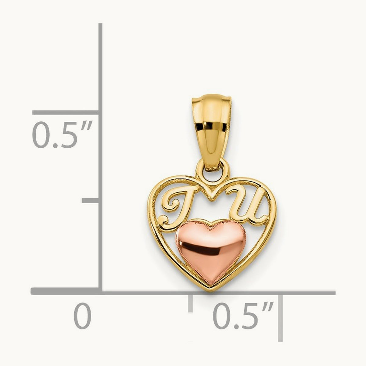 Mini I LOVE U Charm, 14K Two-tone