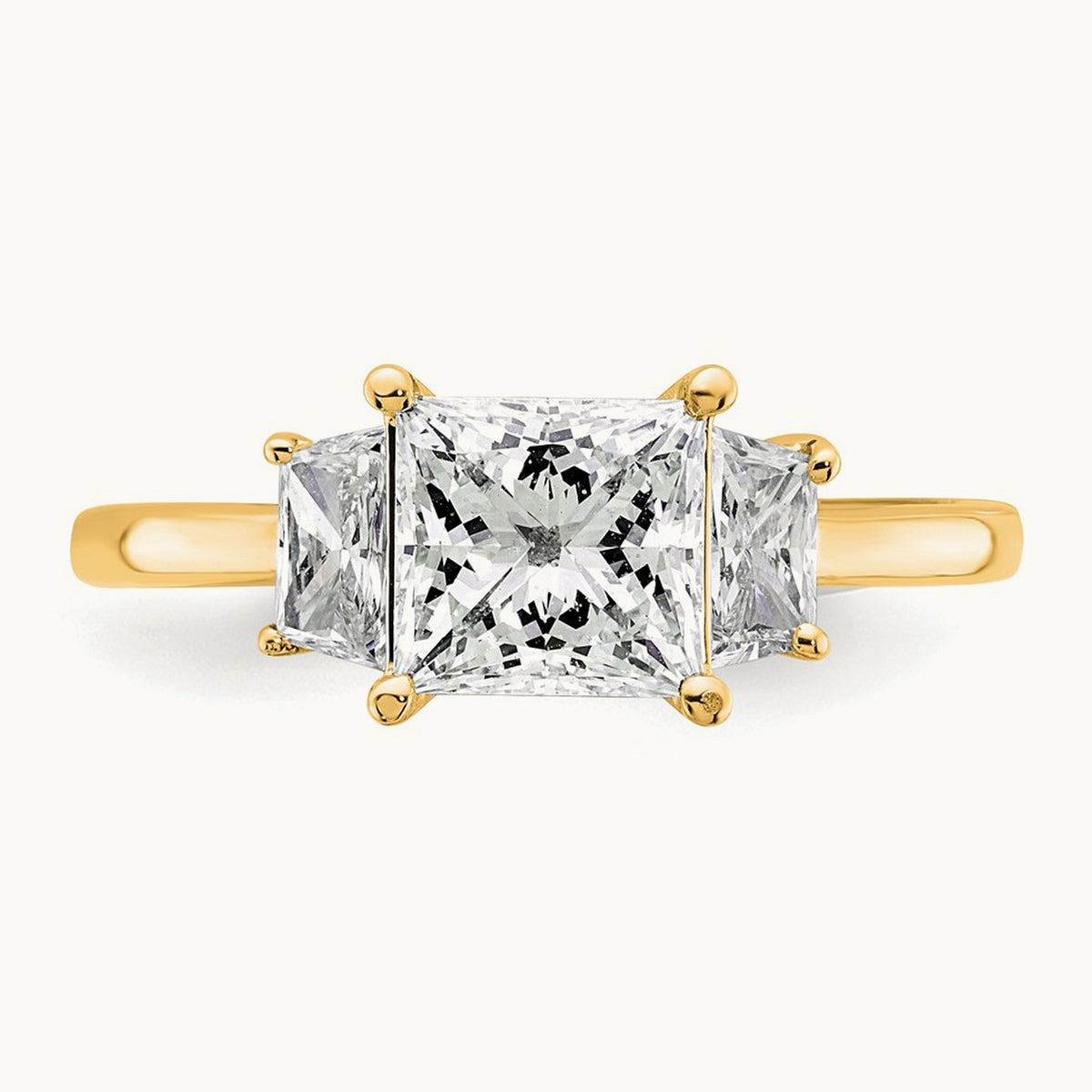 Princess & Trapezoid Engagement Ring, 1.25-4.00 ct tw Lab-Grown Diamond — 2 ct, 14K Yellow Gold