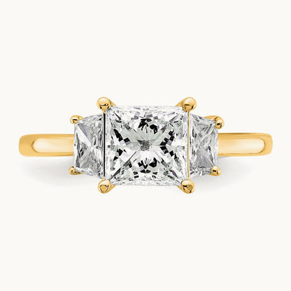 Princess & Trapezoid Engagement Ring, 1.25-4.00 ct tw Lab-Grown Diamond — 2 ct, 14K Yellow Gold