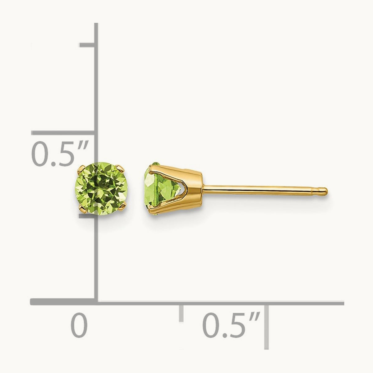 August/Peridot Post Earrings — 4mm