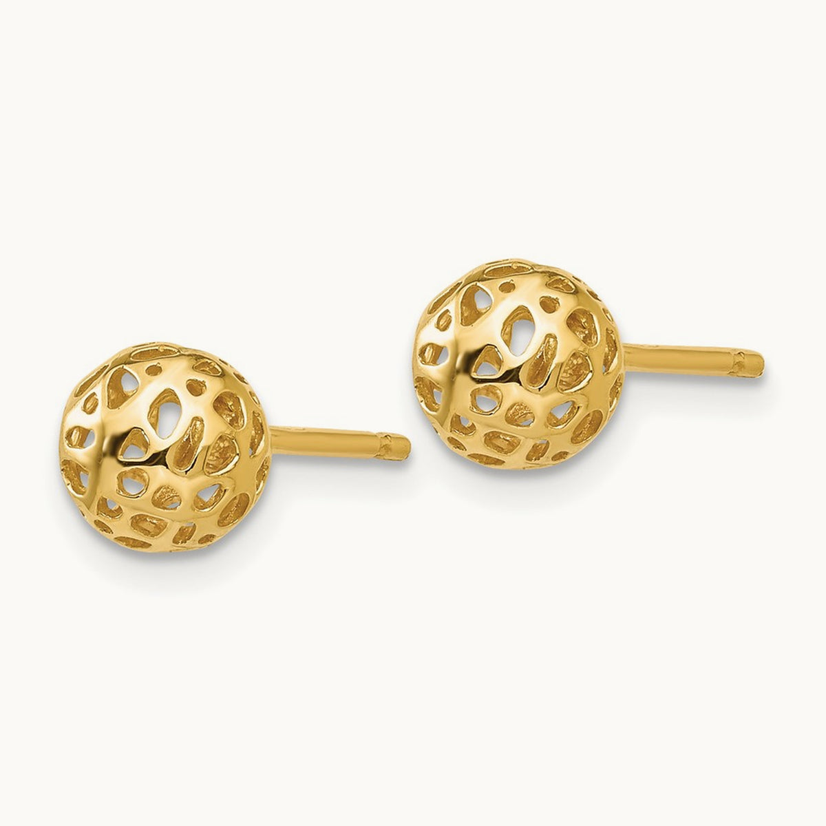 Fancy Ball Post Earrings, 14K Yellow Gold