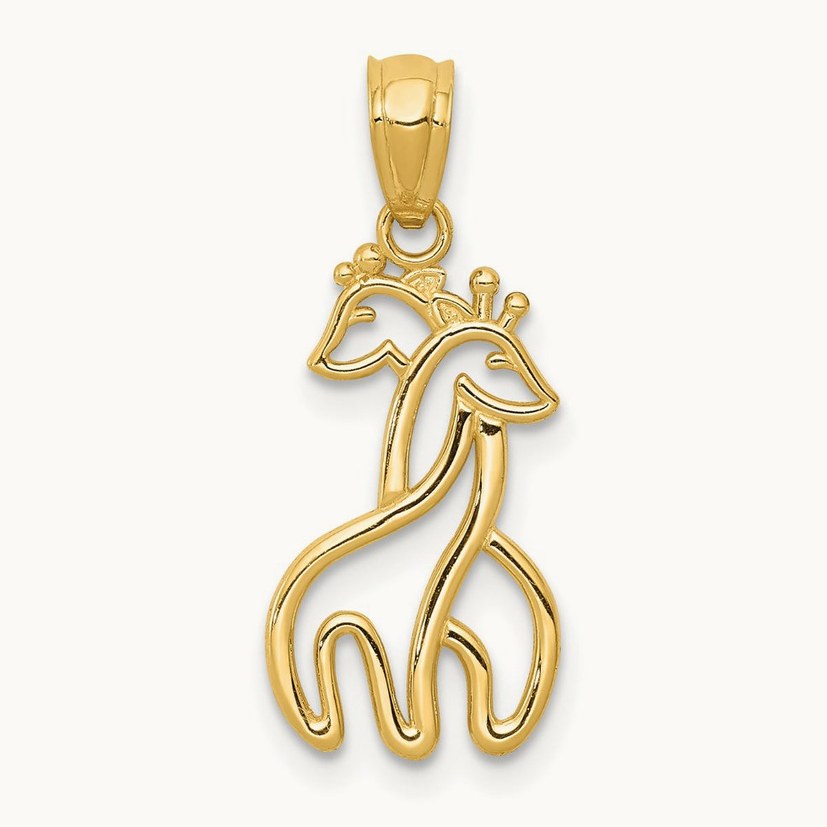 Polished Interlocking Giraffes Pendant, 14K