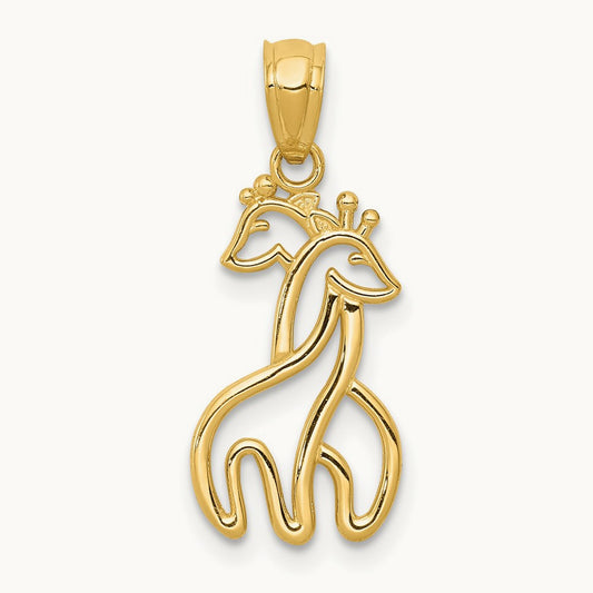Polished Interlocking Giraffes Pendant, 14K