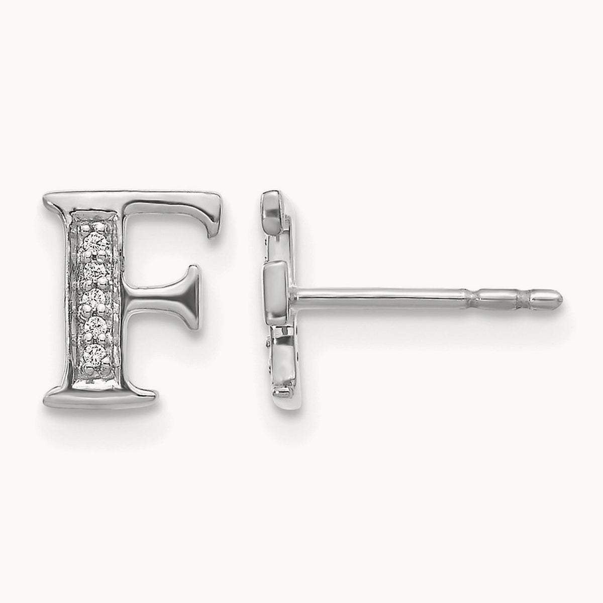 Diamond Earrings — 14K White Gold, 8mm, F