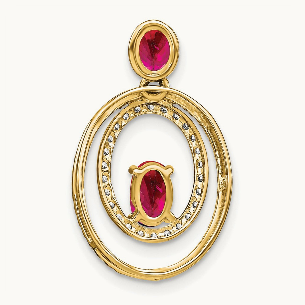 Ruby and Diamond Oval Pendant, 14K