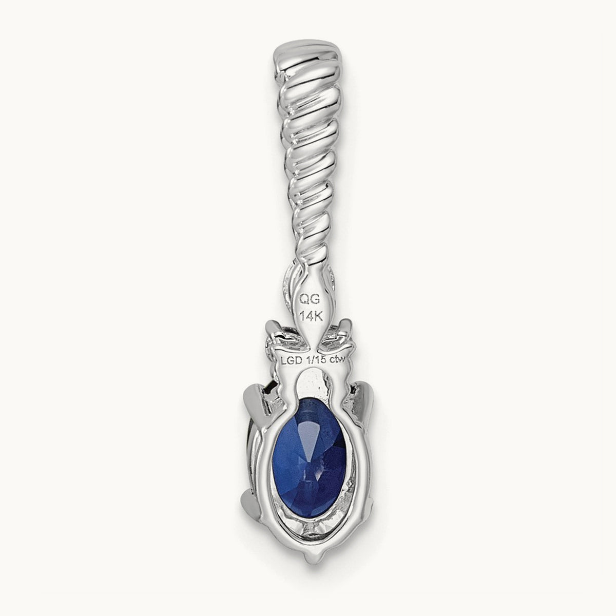 Polish Diamond and Lab Created Sapphire Twisted Chain Slide — 14K White Gold