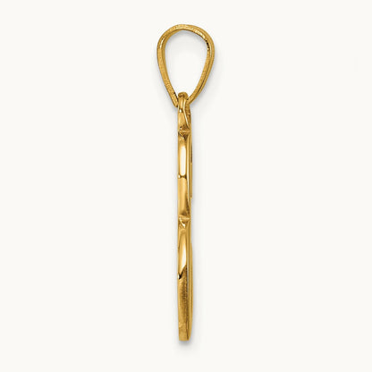 Script Letter E Initial Pendant, 14K