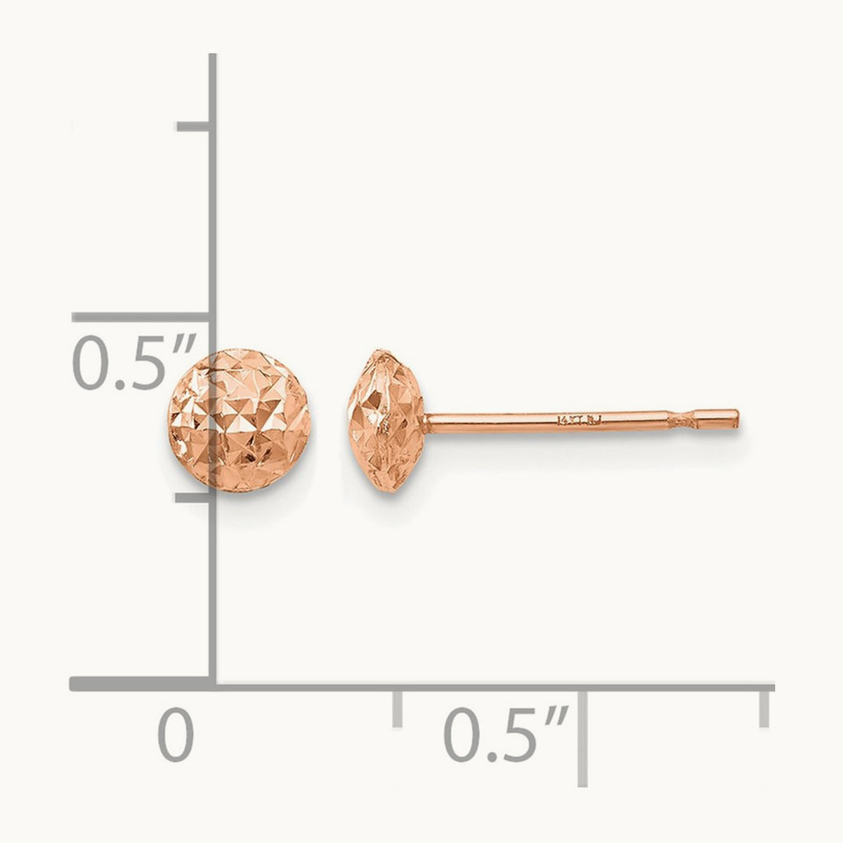 Puff Circle Stud Earrings — 14K Rose Gold, 5mm