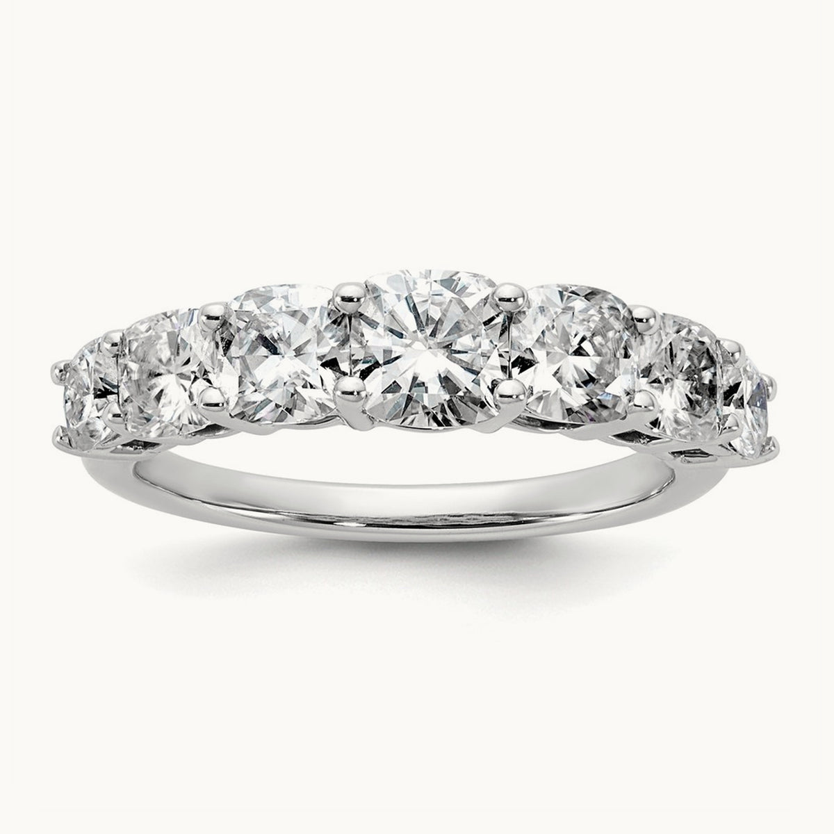 Cushion 7 Stone Band, 1.50-3.25 ct tw Lab-Grown Diamond — 2 3/8 ct, 14K White Gold