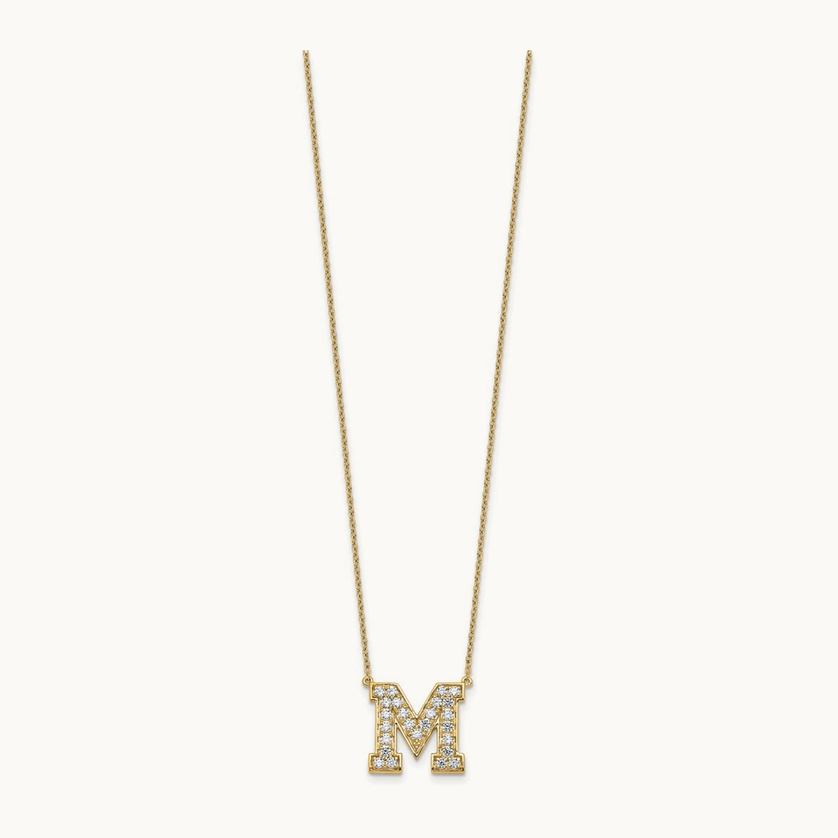 Initial Necklace — 14K Yellow Gold, M, 5/8 ct