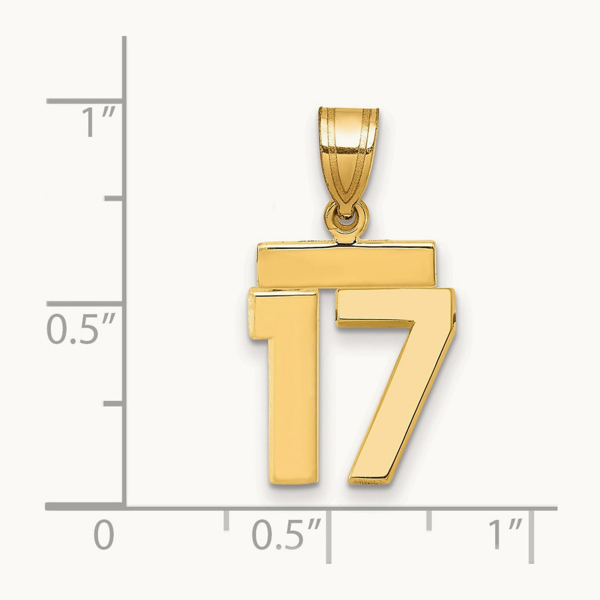 Small Polished Number 17 Charm, 14K