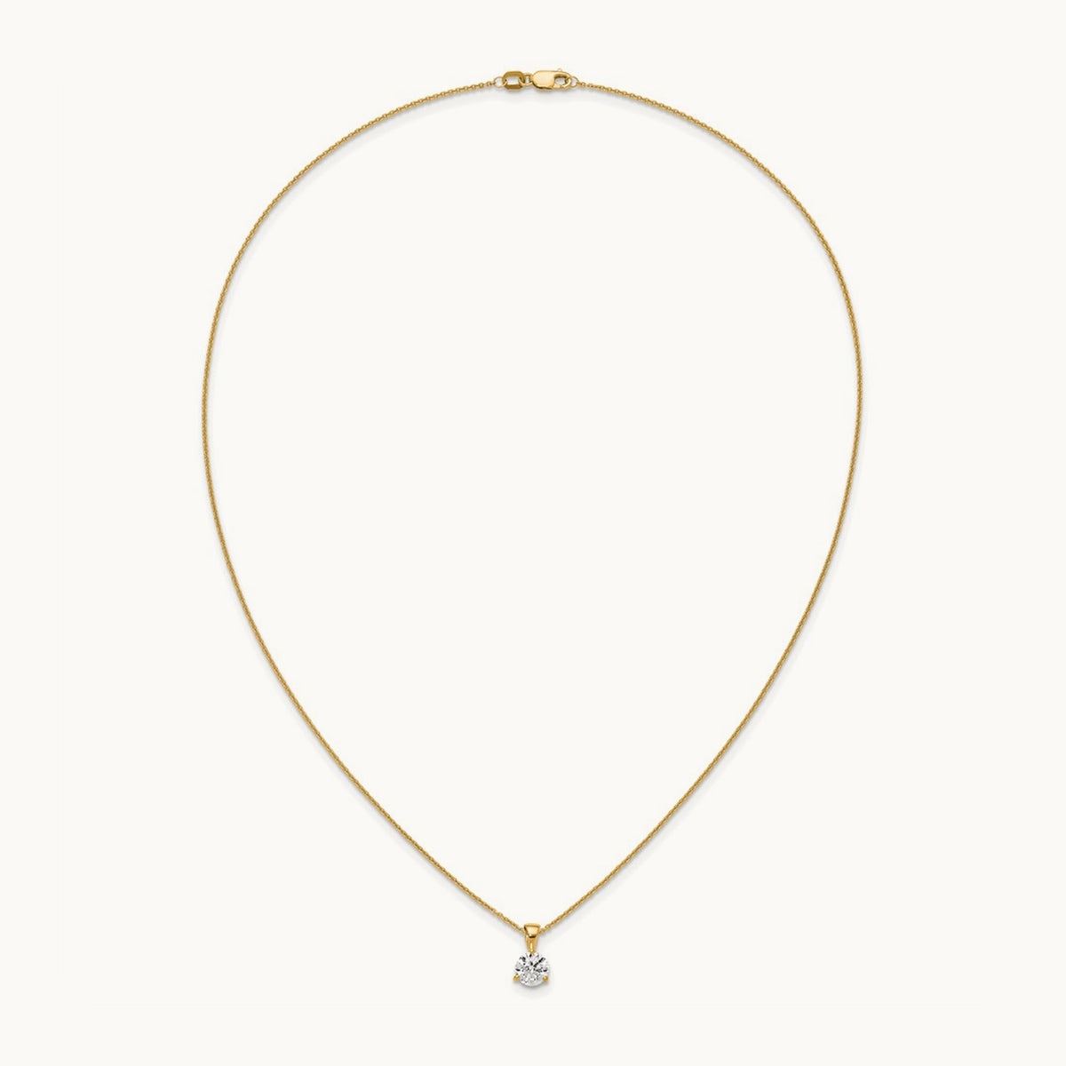 1 ct Lab Grown Diamond VS/SI+ G+ 18 in Comp Solitaire Pendant Necklace, 14K