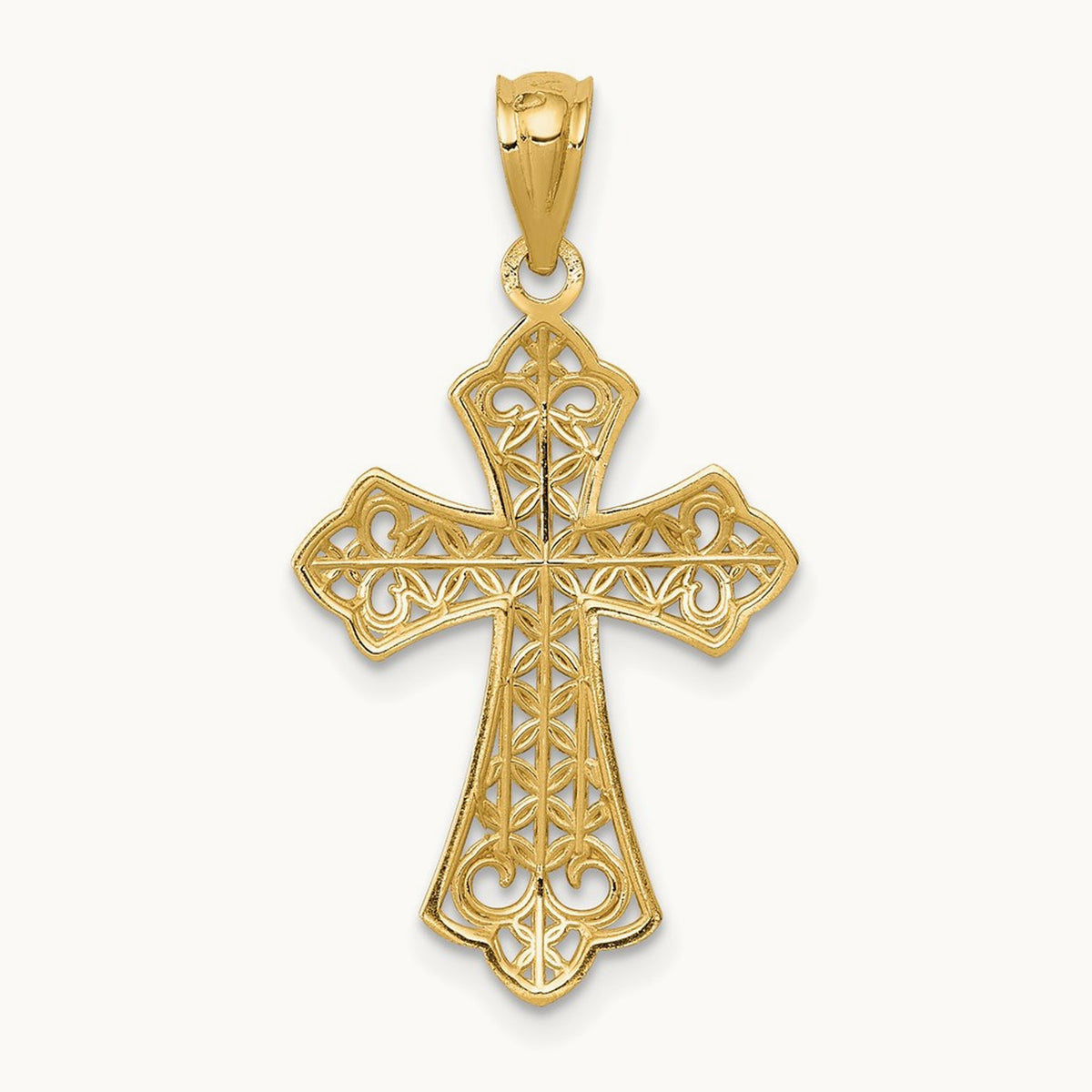 Polished Filigree Cross Pendant — 26.19mm