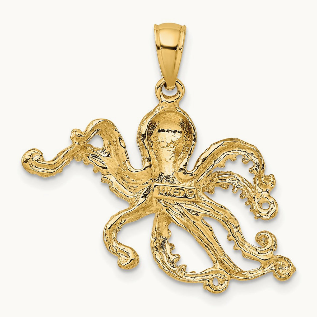 Textured Octopus Charm — 14K Yellow Gold, 26mm