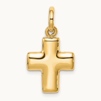 Puffed Cross Charm, 14K