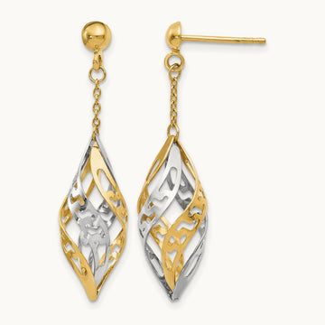 Polished Post Dangle Earrings, 14K Two-tone — Leslie's