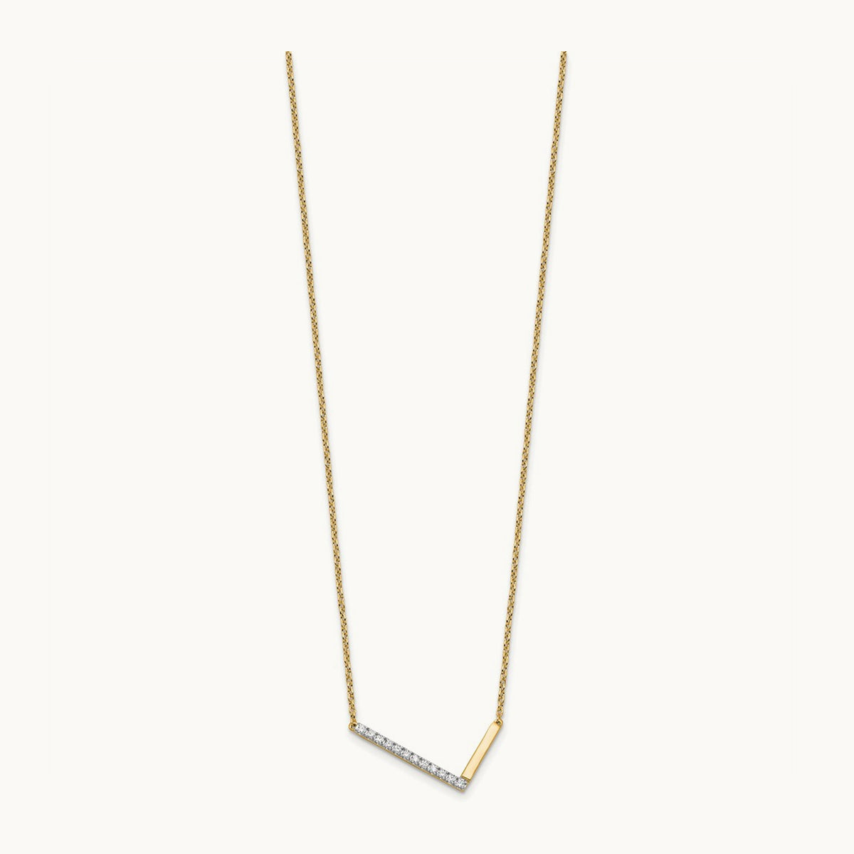 Sideways Diamond Necklace — 14K Yellow Gold, L