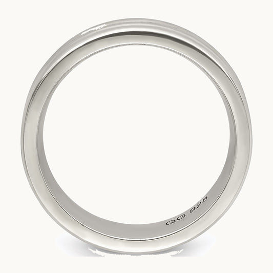 Sterling Silver 6mm Polished Flat Grooved Fancy Band